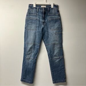 Lucky Brand Women's High Rise Surplus Straight Blue Diablo Sky Cargo Jeans Sz 28